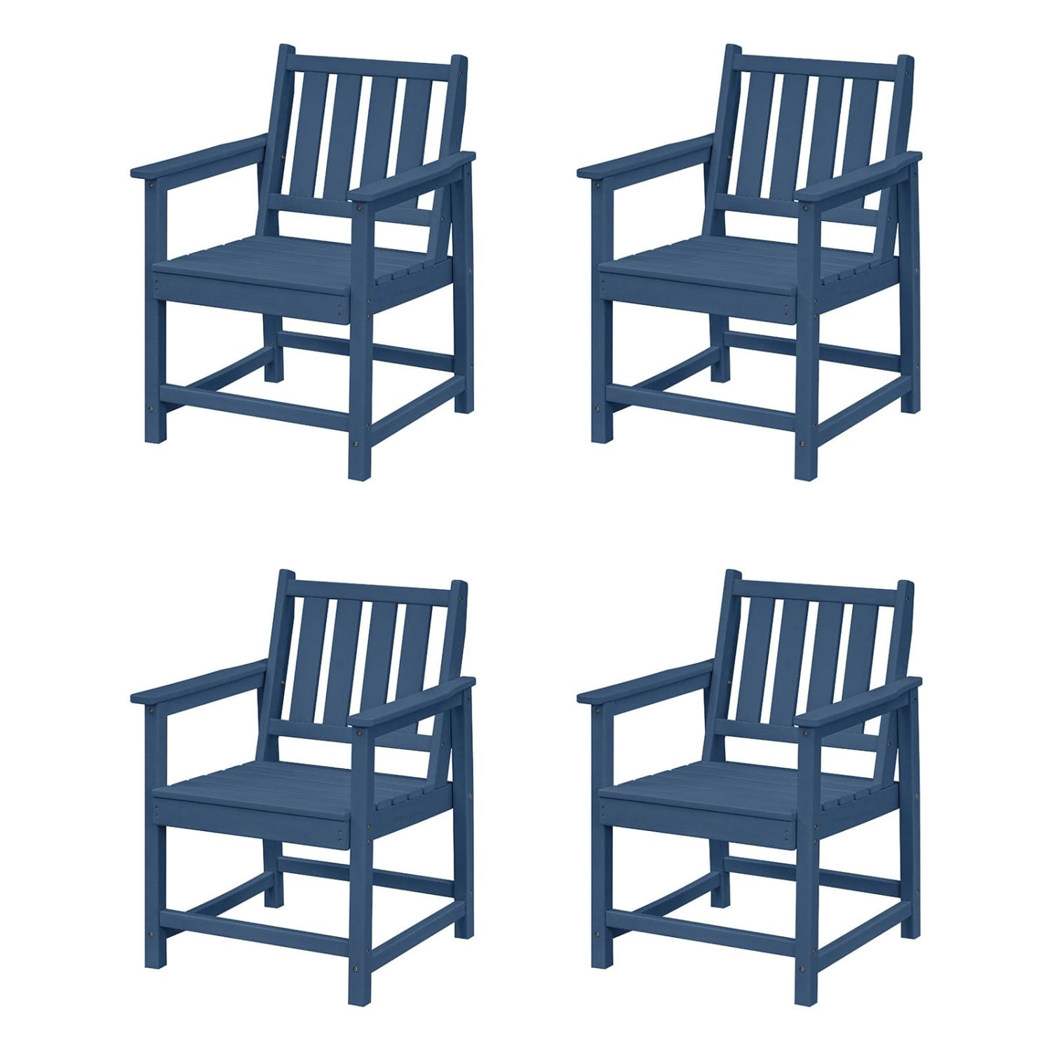 HDPE Dining Chair Set of 4, All Weather Outdoor Dining Chairs with Ergonomic Backrest, Heavy Duty Patio Chairs for Backyard, Garden, Poolside, Deck, Navy
