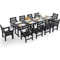 thumbnail image 1 of HDPE Dining Table Set for 10,12-Piece Outdoor Table and Chairs Include 10 Dining Chairs and 2 Pcs 62.5" Patio Dining Table with Umbrella Hole (Black), 1 of 6