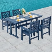 HDPE Dining Table Set for 4,5-Piece Outdoor Table and Chairs Include 4 Dining Chairs and 62.5" Patio Dining Table with Umbrella Hole Blue