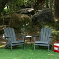 thumbnail image 1 of HDPE Folding Adirondack Chair with Dual Cup Holder, Gray Composite Outdoor Chair with Wood Texture, All-Weather Patio Lawn Garden Chair, 350lbs Capacity, 1 of 10