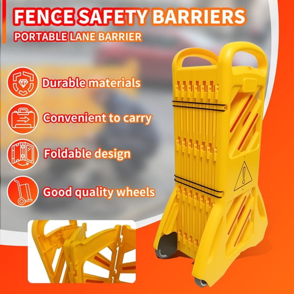 HDPE Heavy-Duty Safety Fence Barrier, 156in Expandable for Factory Warehouse Hazard Isolation