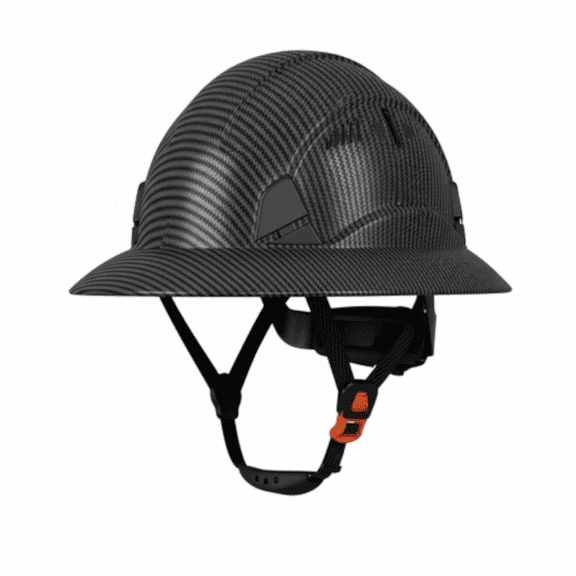 HDPE Hydro Dipped  Black/Silver Full Brim Hard Hat with Fas-trac Suspension