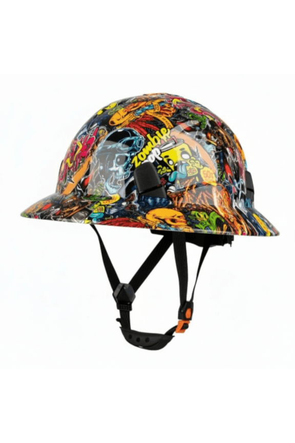 HDPE Hydro Dipped Graffiti Full Brim Hard Hat with Fas-trac Suspension
