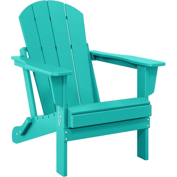 HDPE Laguna Outdoor Folding Poly Adirondack Chair, Turquoise