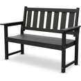 thumbnail image 1 of HDPE Memorial Bench – 50'' Weatherproof Durable Outdoor Bench, 2-Person Park Bench, Easy to Move, Multi-Purpose Design Ideal for Porch, Patio, Church, and School (Black), 1 of 6