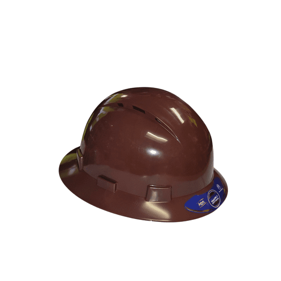 HDPE Natural Brown Tan Full Brim Hard Hat with Fas-trac Suspension