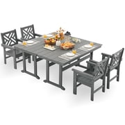 HDPE Outdoor Dining Set,6-Piece Outdoor Table and Chairs Include 4 Dining Chairs and 2 Pcs 62.5" Patio Dining Table with Umbrella Hole Gray