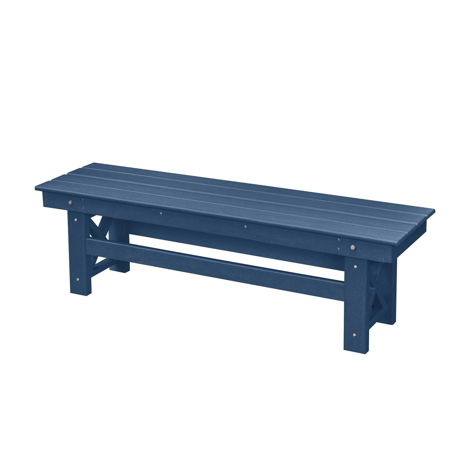 HDPE Outdoor Dining Table for 6, 66.9" Rectangle Patio Dining Table with 2.2" Umbrella Hole, All Weather HDPE Outdoor Table for Backyard, Deck, Garden, Poolside, Navy