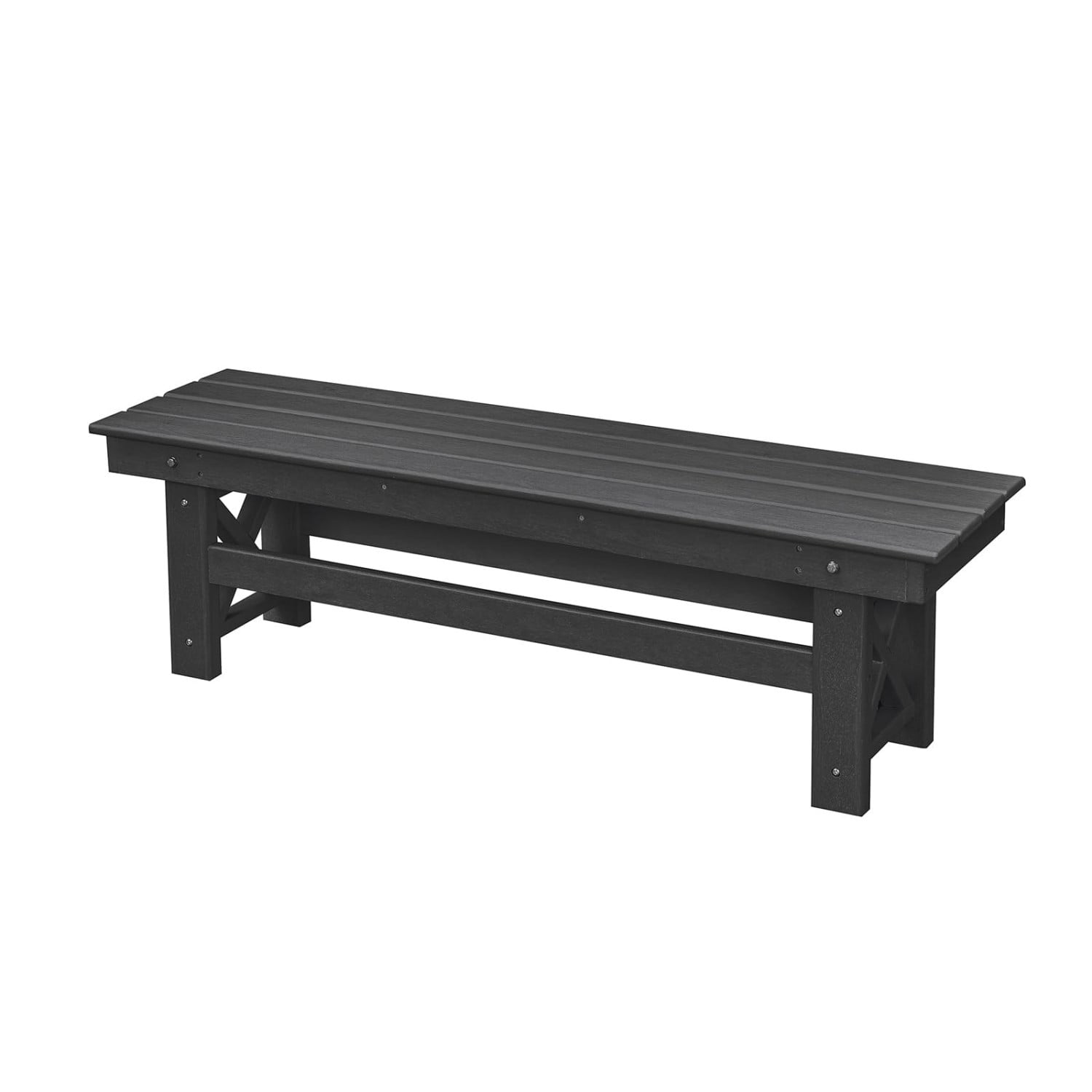 HDPE Outdoor Dining Table for 6, 66.9" Rectangle Patio Dining Table with 2.2" Umbrella Hole, All Weather HDPE Outdoor Table for Backyard, Deck, Garden, Poolside, Obsidian