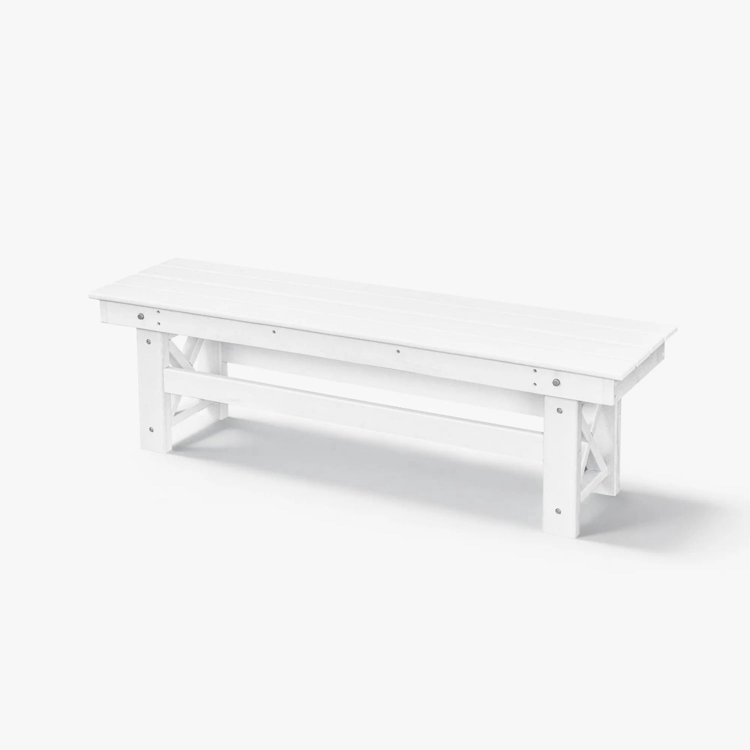 HDPE Outdoor Dining Table for 6, 66.9" Rectangle Patio Dining Table with 2.2" Umbrella Hole, All Weather HDPE Outdoor Table for Backyard, Deck, Garden, Poolside, Pearl