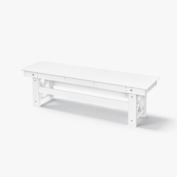 HDPE Outdoor Dining Table for 6, 66.9" Rectangle Patio Dining Table with 2.2" Umbrella Hole, All Weather HDPE Outdoor Table for Backyard, Deck, Garden, Poolside, Pearl