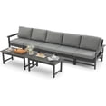 thumbnail image 1 of HDPE Outdoor Patio Furniture Set, 7-Piece Sofa Set with 5-Seat Couch 2 Coffee Tables, Weatherproof Conversation Set with Cushions, All-Weather Waterproof, for Garden, Porch & Backyard, 1 of 6
