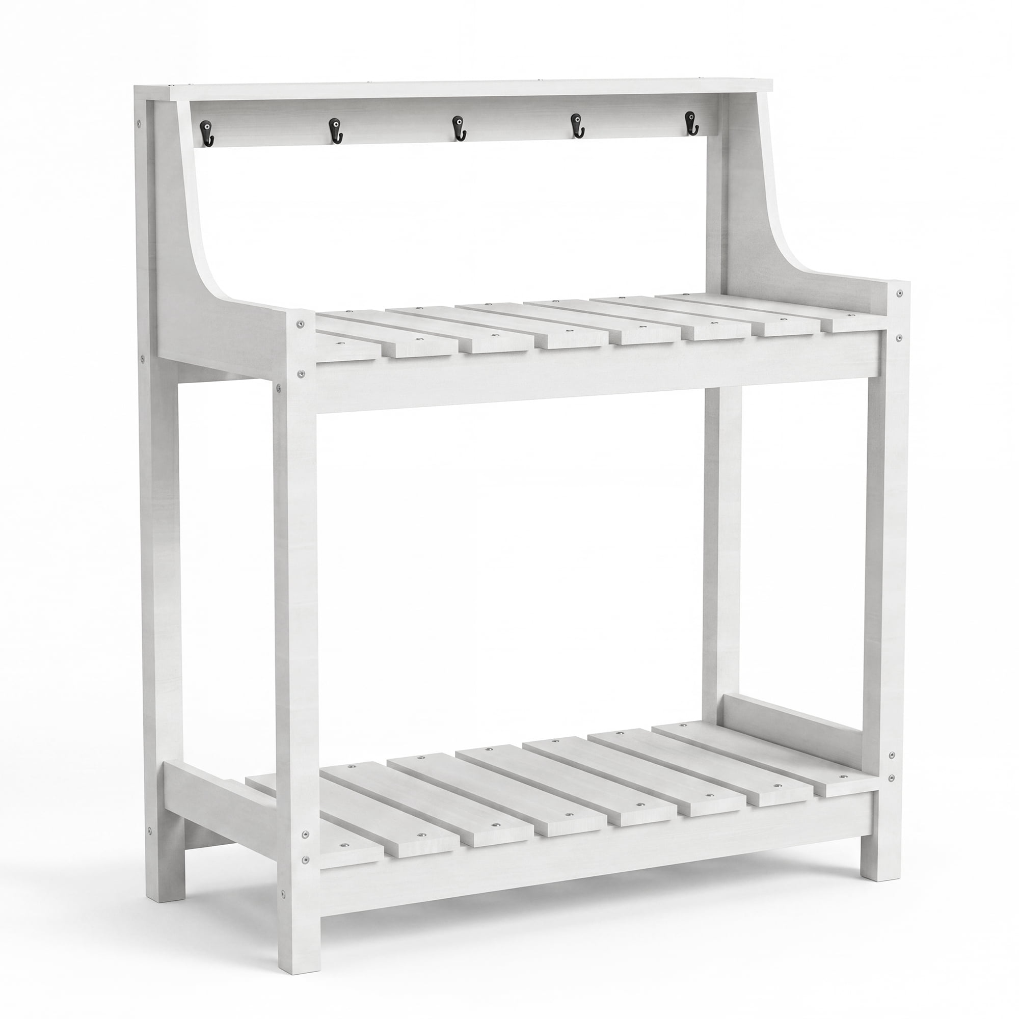 HDPE Outdoor Potting Bench, All-Weather Garden Potting Table, 3-Tier Storage Workstation for Patio Backyard Garden