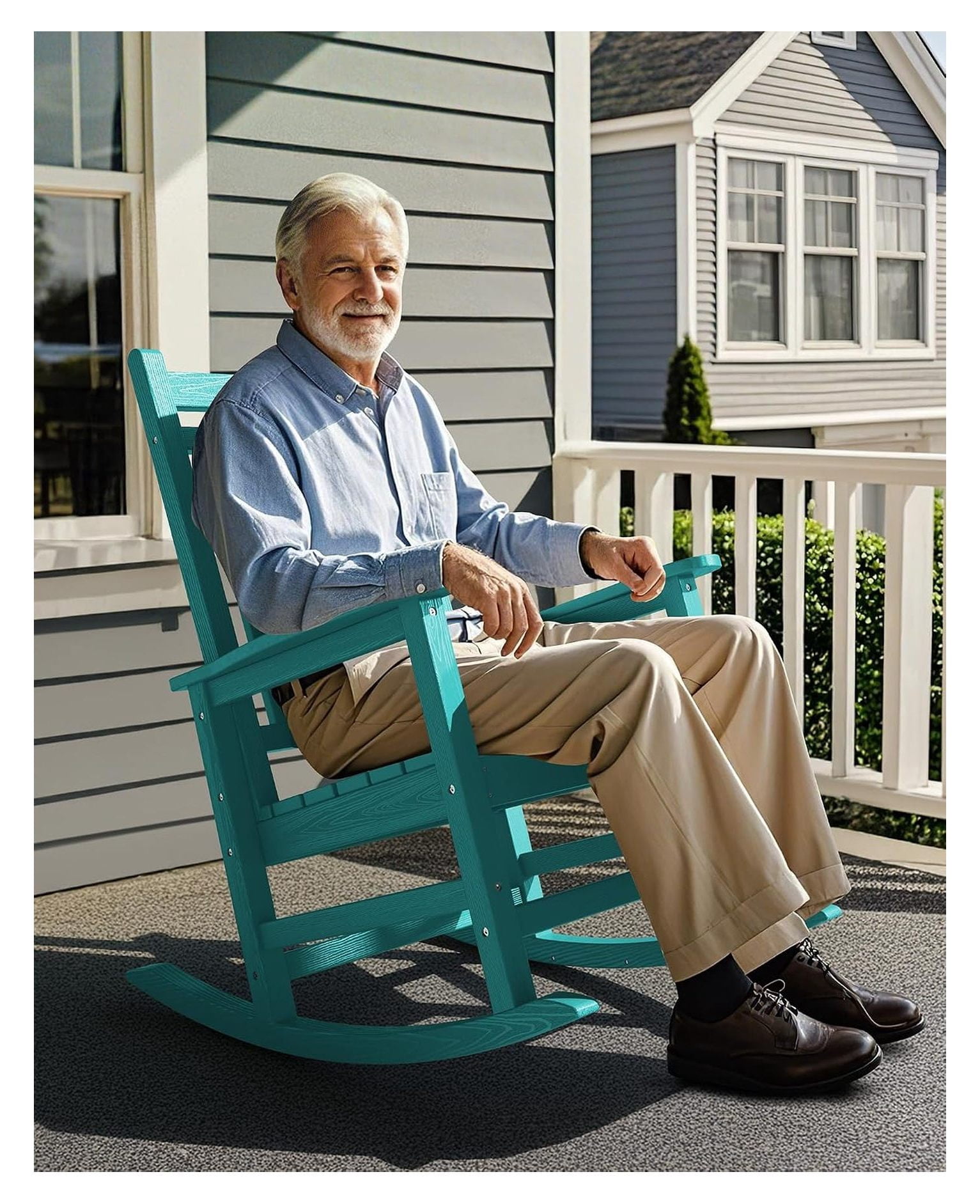 Outdor Rocking Chair HDPE Outdoor Rocking Chair for Adults Oversized Patio Rocker with ...