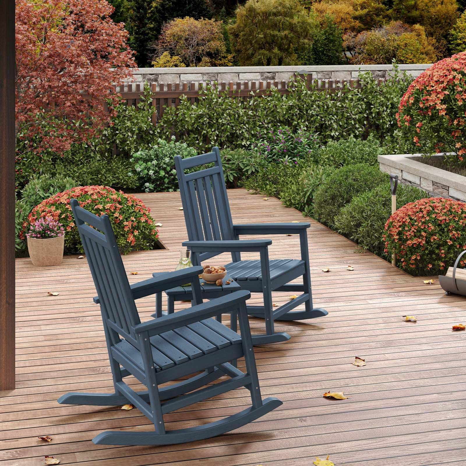 HDPE Outdoor Rocking Chair with Fixed Armrests, All Weather Poly Lumber ...