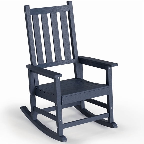 HDPE Outdoor Rocking Chair,Weather & Fade Resistant Porch Rockers for Patio, Deck & Porch， Oversized Rocking Chairs with Widened Seats & High Backs Blue