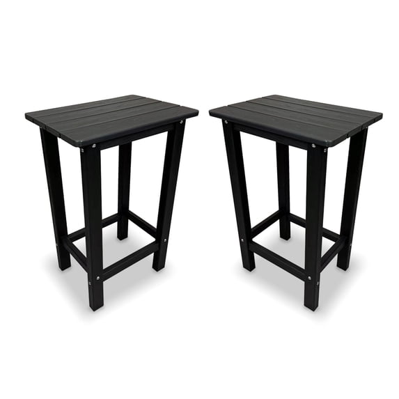 HDPE Patio Bar Set, Outdoor Bar Stools, Weather Resistant, for Poolside, Garden, Yard, Balcony (Black, 2 Piece)