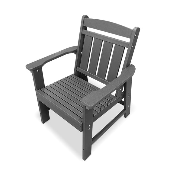 HDPE Patio Dining Chair, Slat Back, Weather Resistant, for Outdoor, Garden, Yard , 1 Piece, Grey