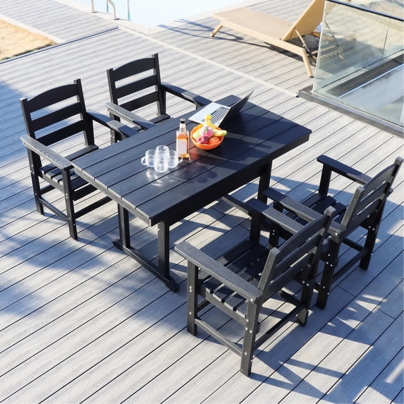 HDPE Patio Furniture Set for 4 People | All-Weather Use in Garden, Backyard & Pool | Durable HDPE Material | Adaptable to Various Outdoor Needs