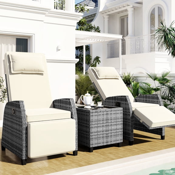 HDPE Rattan Furniture with Adjustable Backrest / Relax Outdoors in Courtyard or Pool Area