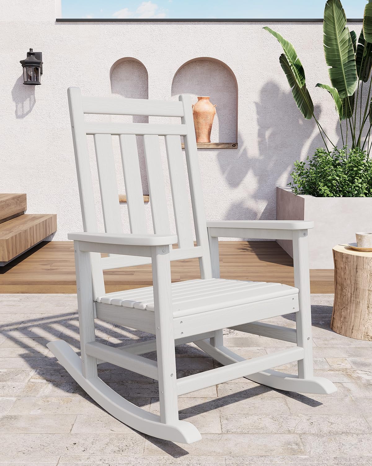 HDPE Rocking Chair Outdoor- Poly High Back Porch Rocker Chairs, All ...