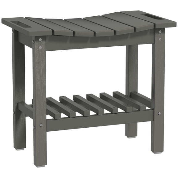 HDPE Shower Bench with Handle, Waterproof Shower Stool, Outdoor Indoor Seat with Storage, Non-Slip, Dark Gray