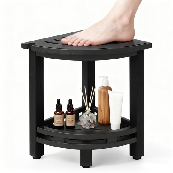 HDPE Shower Bench for Inside Shower with handle&Storage Shelf,Shower Stool for Shaving Legs,to sit on,-Black