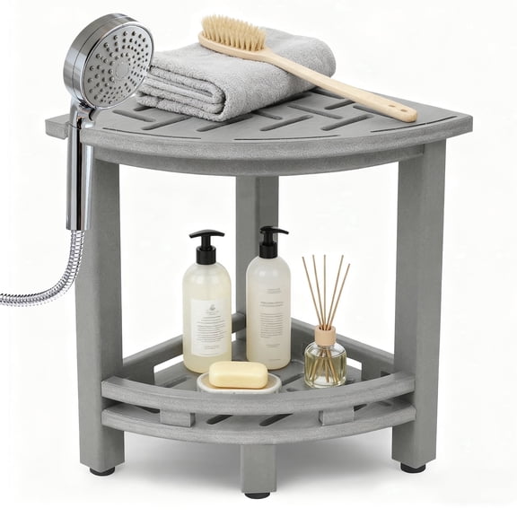 HDPE Shower Chair for Inside Shower with Handle&Storage Shelf,Shower Stool to Sit ,for Shaving Legs-Gray