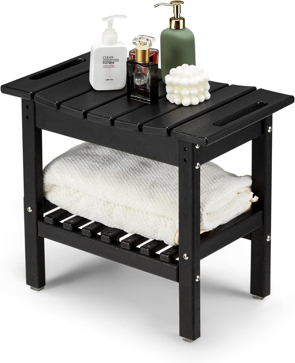 HDPE Waterproof Shower Stool Bench, 2Tier Spa Seat Bath Stool with