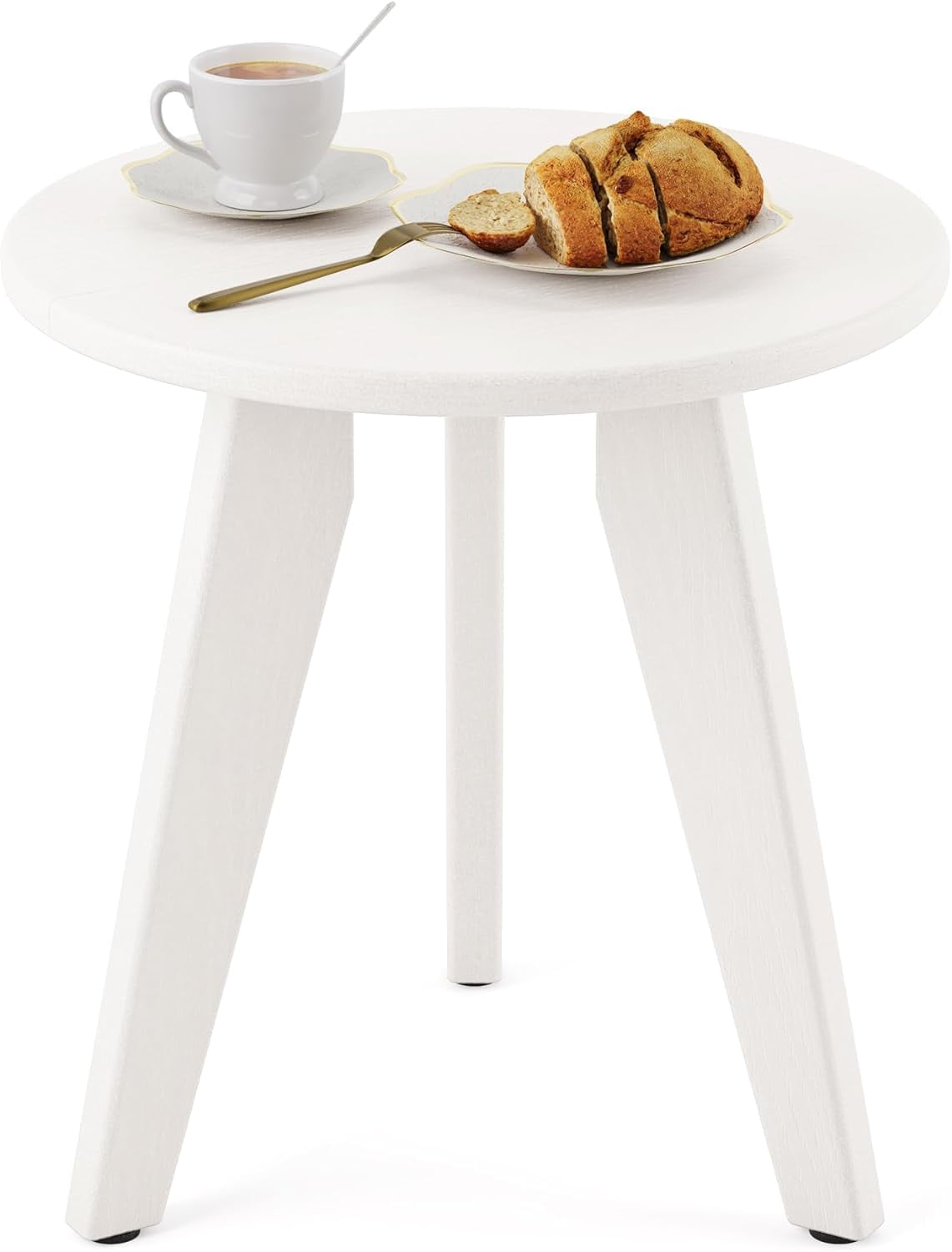 White Round Outdoor Table, Weather-Resistant, 15.8x15.8x16.7 inches ...