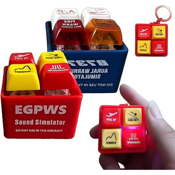 HDPPNQ Pilot And Crew Alert Keychain EGPWS Warning Sound Simulator, LED Aviation Cockpit Safety Button, Emergency Alert Keychains, 2 Pcs E