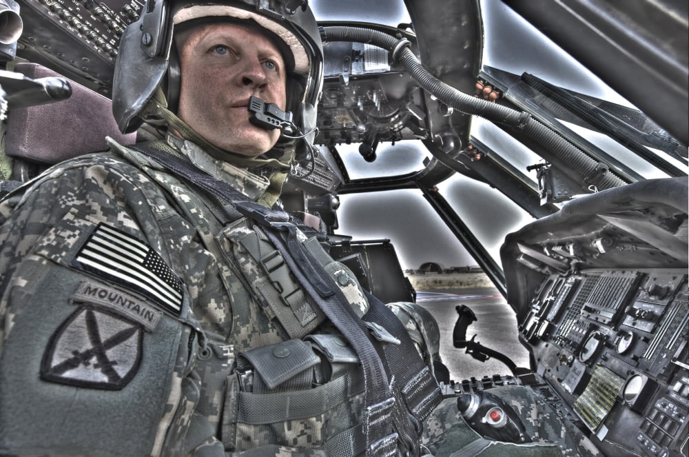 HDR image of a pilot sitting in the cockpit of a UH-60 Black Hawk Canvas Art - Terry MooreStocktrek Images (18 x 12)