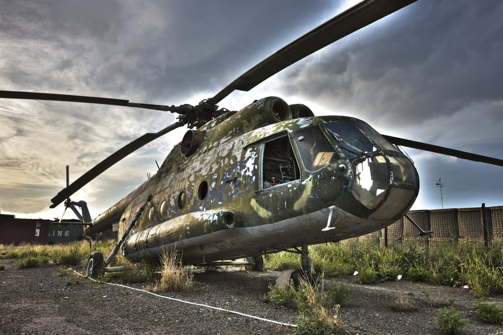 HDR image of an Afghanistan National Army Mil Mi-17 helicopter Canvas Art - Terry MooreStocktrek Images (35 x 23)