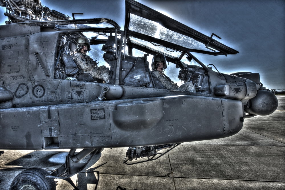 HDR image of pilots equipped with a monocle in the cockpit of an AH-64 Apache Canvas Art - Terry MooreStocktrek Images (18 x 12)