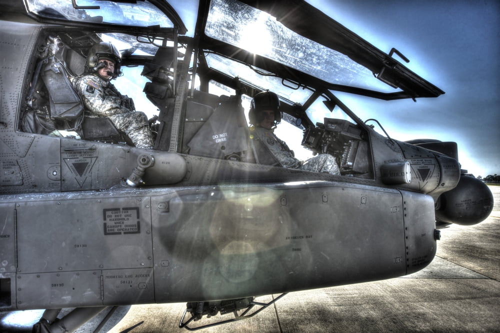 HDR image of pilots equipped with a monocle in the cockpit of an AH-64 Apache Canvas Art - Terry MooreStocktrek Images (18 x 12)