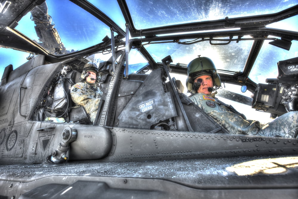 HDR image of pilots equipped with a monocle in the cockpit of an AH-64 Apache Canvas Art - Terry MooreStocktrek Images (35 x 24)