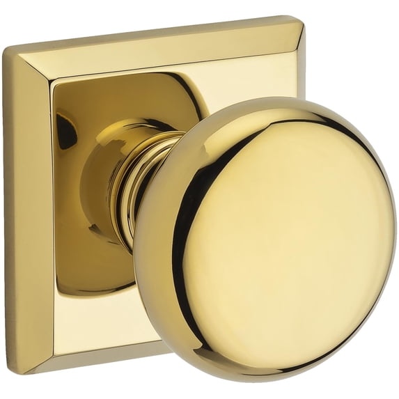 HDROUTSR003 Half Dummy Round Knob and Traditional Square Rose Lifetime Brass Finish