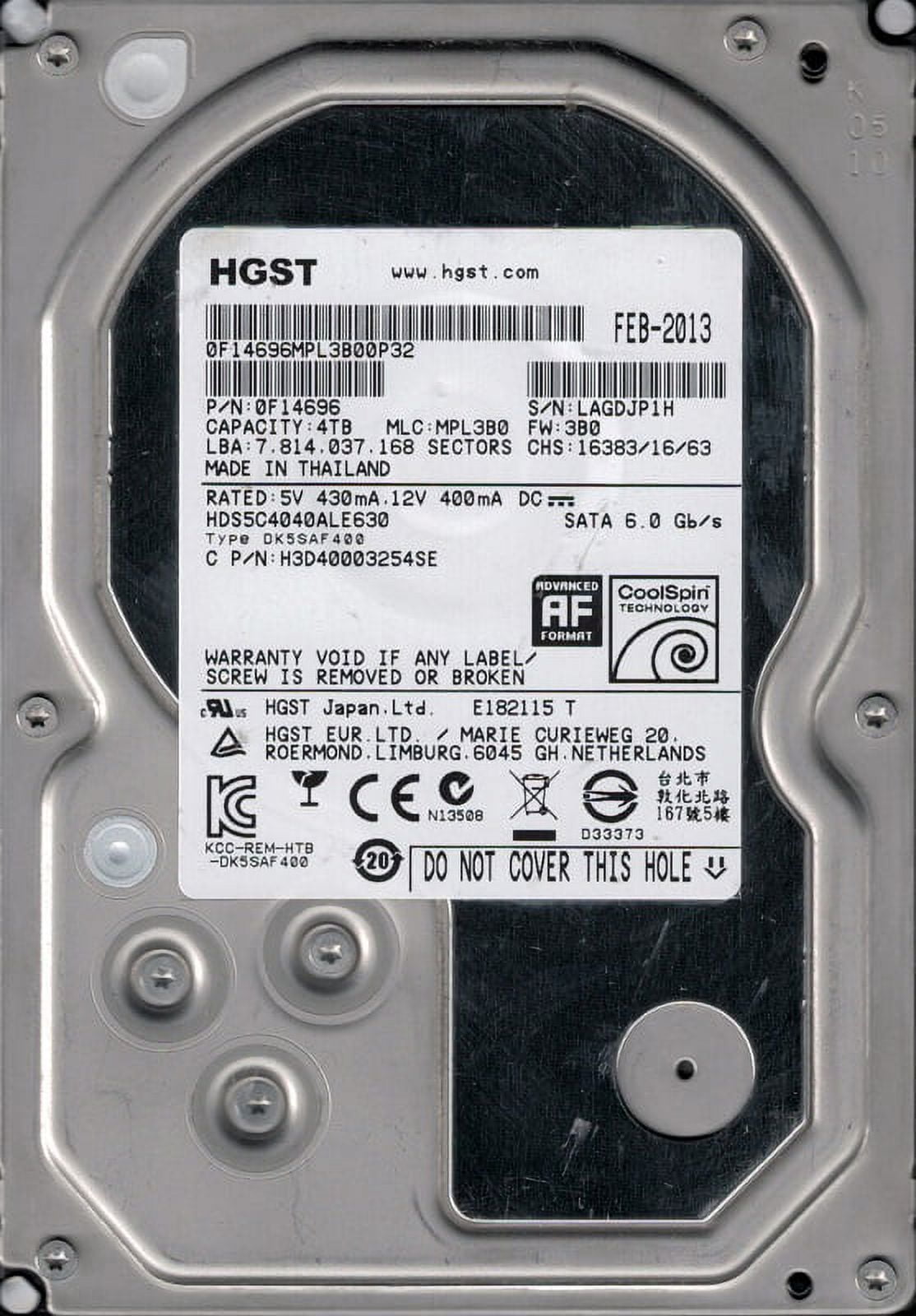 HDS5C4040ALE630 P/N: 0F14696 MLC: MPL3B0 Thailand HGST 4TB Desktop HDD