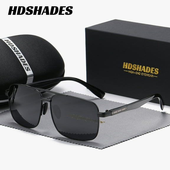 HDSHADES Unisex Exquisite Elegant Full-frame Polarized Sunglasses Square Frame Camping Picnic Sunglasses UV400