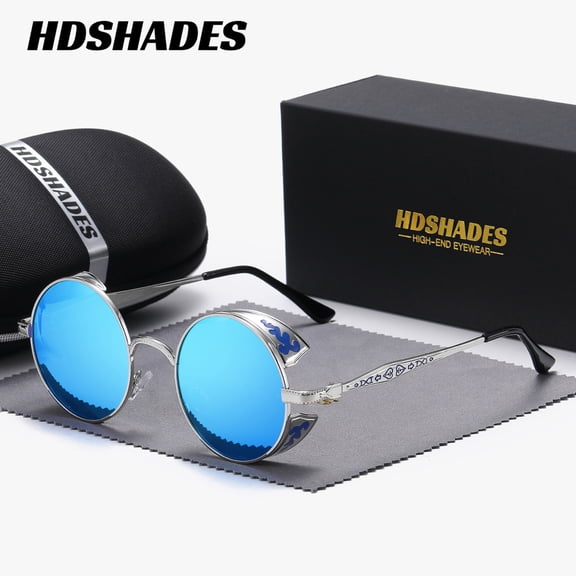 HDSHADES Unisex Retro Trend Full Frame Sunglasses Outdoor Driving Polarized Round Frame Sunglasses UV400