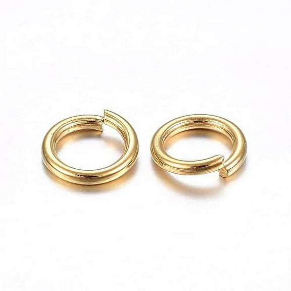 HDSupplies 50 Pieces - 304 Gold Tone Stainless Steel Jump Rings - 8mm - 15 Gauge (1.5mm Thickness)