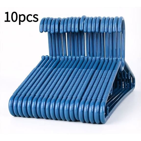 VORINEO Space Saving Coat Rack, Heavy Duty Adult Plastic Hangers, Sturdy Solid Break-Resistant, Wide Shoulder Non-Slip, 10-Pack, 16.5”, Abyss Blue