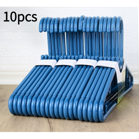 VORINEO Space Saving Coat Rack, Heavy Duty Adult Plastic Hangers, Sturdy Solid Break-Resistant, Wide Shoulder Non-Slip, 10-Pack, 16.5”, Abyss Blue
