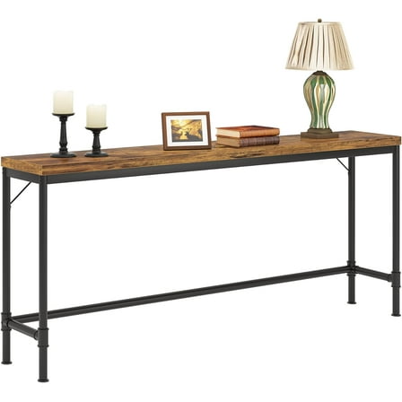 HDTFGB 70.9 Inch Extra Long Console Table, Narrow Sofa Table Behind Couch, Rustic Entryway Hallway Table Industrial Height Bar Table for Living Room