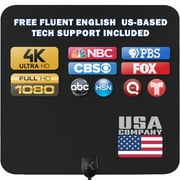 HDTV Indoor Black Antenna [Advanced 2025 Chipset], 330 Miles Long Range Signal Reception, 16.5 ft Coax Cable by KapStrom