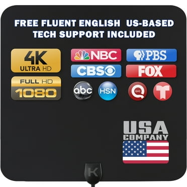 HDTV Indoor Black Antenna [Advanced 2025 Chipset], 330 Miles Long Range Signal Reception, 16.5 ft Coax Cable by KapStrom