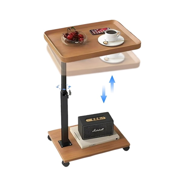 HDUTNGISN 16" C-Shaped End Table - Adjustable,360° Swivel,Wheeled,for Living Spaces(Original Color)