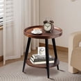thumbnail image 1 of HDUTNGISN 2-Tier Round Brown Wood Side Table with Metal Frames,Small End Table for Living Room, 1 of 8
