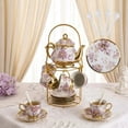 thumbnail image 1 of HDUTNGISN 20Pcs European Porcelain Tea Set,Saucers with Metal Holderfor Women,Purple, 1 of 12