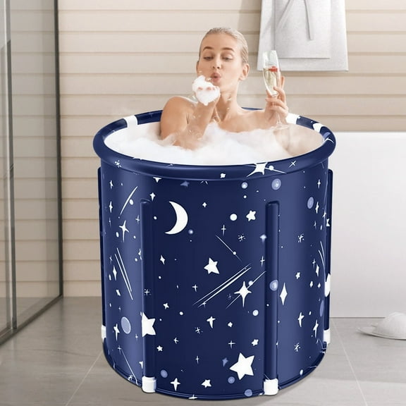HDUTNGISN 28'' Foldable Bathtub ,Blue